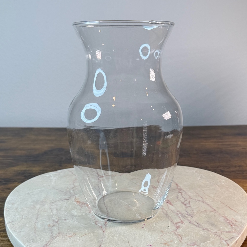 Elegant Clear Glass Vase, High 8”